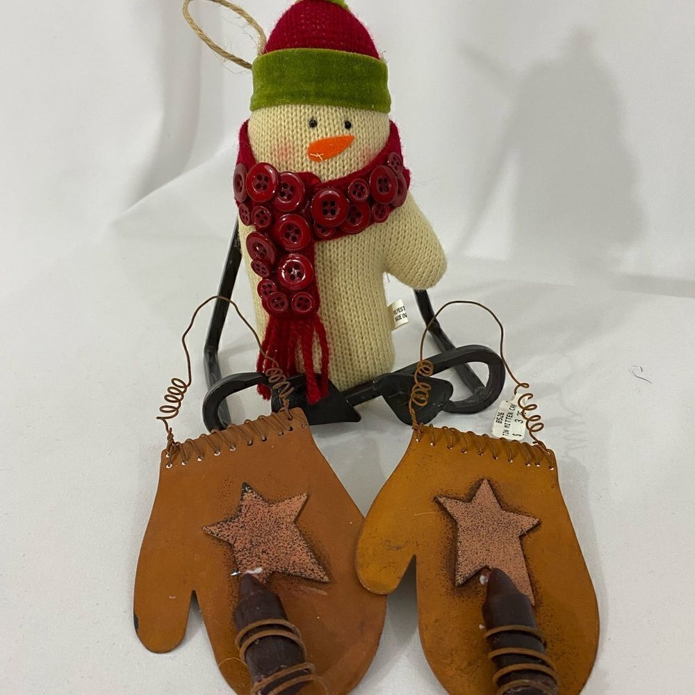 NWT Snowman Knitted Ornament with Mitten Ornaments